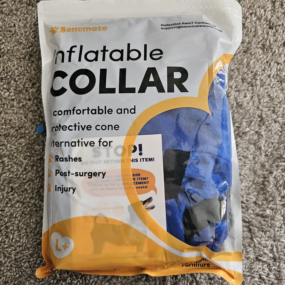 Blue Inflatable Dog Collar - Comfortable Protective Cone Alternative